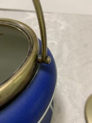 Wedgwood Jasperware Biscuit Barrel Antique Classic Edwardian Dark Blue EPNS Lid