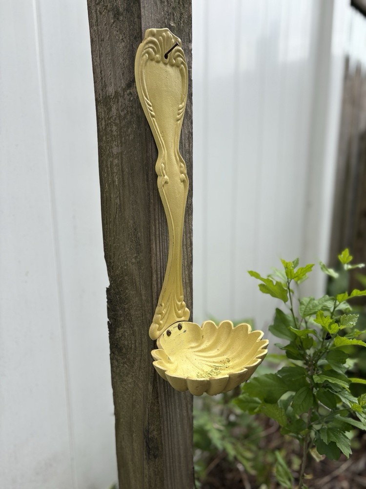 Sexton Metal Wall Yellow Ladle Home Decor Planter, Bird Feeder, Kitchen Decor