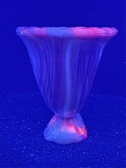 Vintage 1940s Akro Agate Slag Cadmium Glass Cornucopia Toothpick Holder