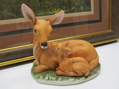3pc Home Interiors Doe~Fawn~Deer~Picture~(1) Homco (1) Andrea Figurine 23″ X 27″