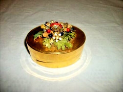 Vintage Jane Hutcheson Enamel Flowers Brass Box Fleurs Des Siecles Lined Rare