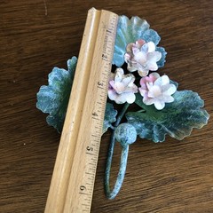 Italian Toleware Metal Wall Hook Pink Floral Lily Pads ￼Gumps San Francisco ￼7”