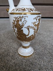 24K Gold Greek Gods & Goddesses Porcelain Ewer Jug Vase Handmade Greece MINT