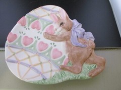 Easter Fitz & Floyd Ceramic Dish Bunny Rabbit Hearts Spring Easter Egg