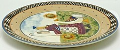 Williraye Studio Plate Girl Holding Birdhouse 1999 Fall Sunflowers Farm Goose