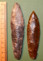 2 rare spear-points . WITH NICE FLAKING. DANISH STONE AGE NEOLITHIC. 1700 b.c.