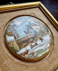 Hand Enameled 3D Porcelain 24Kt Gold Rim Sungott Art Studio NY Country Farm VGC