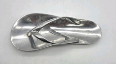 Flip Flop Sandal Trinket Dish Cast Aluminum Silver Color Beach Decor