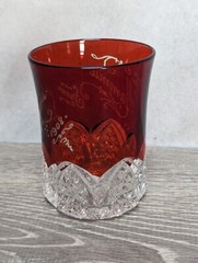 Edwardian Ruby Flash Cut to Clear Red Crystal Cup – To Mamma From Leonard (1908)