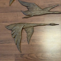 Vintage Set of Sexton Canadian Geese Flight Wall Sculpture Art USA 20″