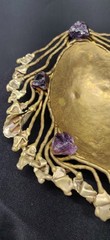 Copa Collection Made in Brazil Brutalist Style Metal and Gems Trinket Dish Soap
