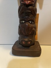 Vintage Shamans Thunderbird, Whale, And Bear Totem Pole Made In British Colombia