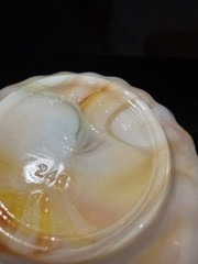 4-AKRO AGATE SLAG GLASS CLAM SHELL TRINKET DISHES IN FOUR DIFFERENT COLORS