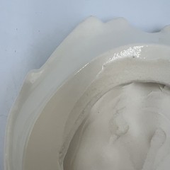 White Ceramic Praying Hands Decorative Trinket Dish Leaf & Berry Open Hands