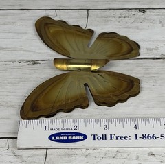 Vintage Torched Metal Butterfly Hanging Wall Art Decor MCM Gold Tone Set of Two