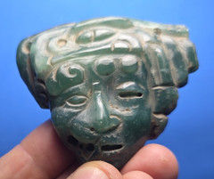 PRE-COLUMBIAN MAYAN JADE DUALITY MASK PENDANT