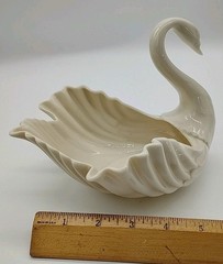 Lenox Porcelain Swan Figurine Candy or Trinket Vintage Ivory Medium 6.5”x 8.5”