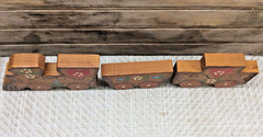 Vtg 3 Pc Wood Train Folk Art Decor Handcrafted Handmade Painted 4″ – 5.5″ Cars