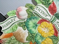 Fitz & Floyd Herb Garden Thyme Basil Oregano Parsley Canape Plate 1996