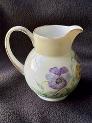 Schmidt S. Catarina Porcelain Pansies Creamer handpainted by Edythe~Brazil