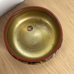 Russian Khokhloma wood Bowl Lid Pot, traditional hand-painted floral motifs Gold
