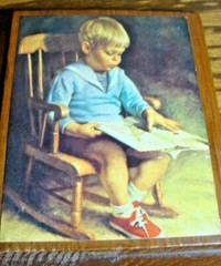 Vtg Rare Find 1970’s Wooden Pictures Plaques Boy & Girl~Nursery Child Decor 594
