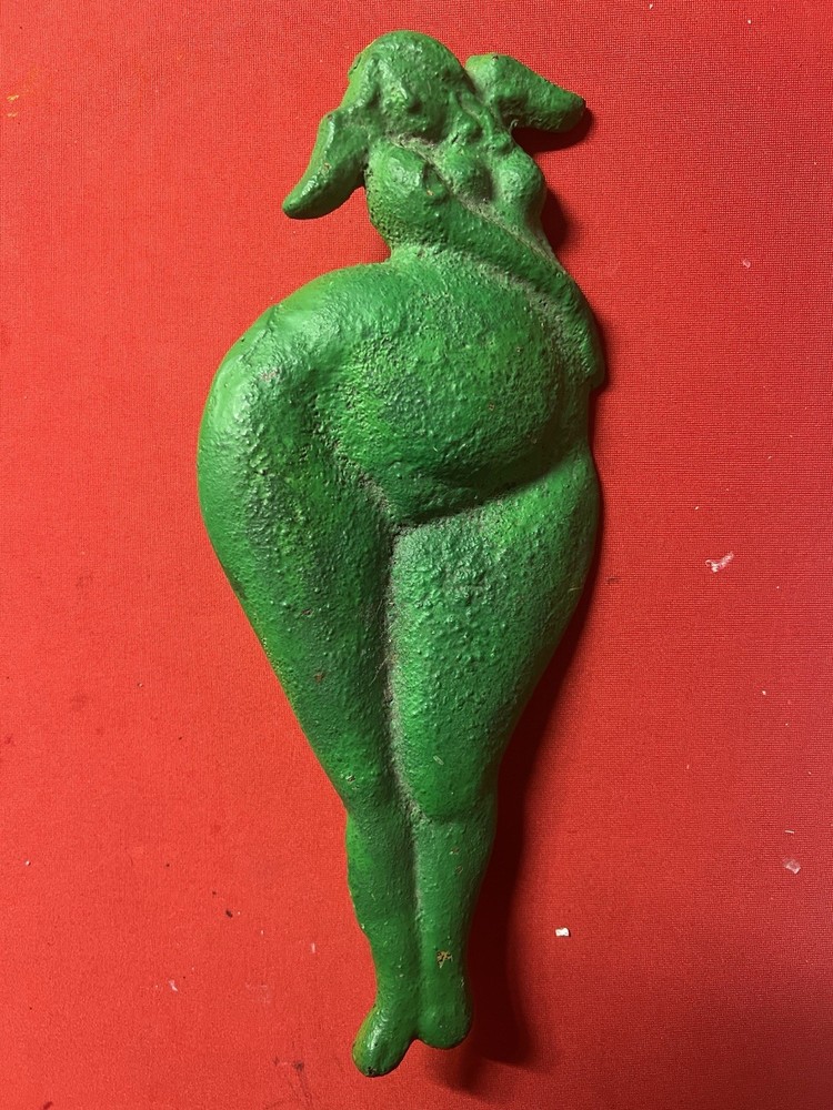 Unique Cast Iron Art Woman Wings Angel Fairy Wall Hook Rare Large Vintage Estate