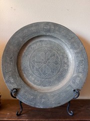 Large Late 19th Century Wall Hanging Antique Copper Middle Eastern Charger Plate