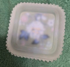 Vtge Westmoreland Glass Footed Frosted China Rose Trinket Dish + Candle Holder