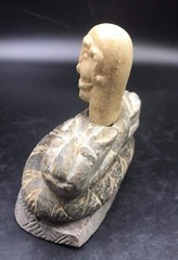 Chorlite Stone Rare Old Bactrain Male Compsite Idol Statue With Wild Animal Gurd