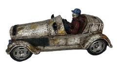 Vintage Classic Large Racing Sport Car 1920’ S Bugatti Sculpture with Driver 10”