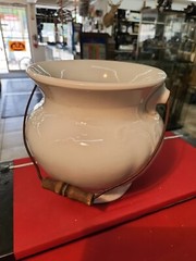 Late 1800’s Early 1900’s Antique Chamber Pot With Metal Wire & Wood Handle Nice!