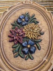 Kerzenhaus Wertklaude Floral Relief Wax Wall Plaque Ornate Frame Collectible