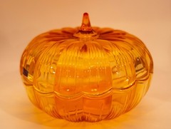 Marquis By Waterford Crystal 8″ Orange Pumpkin Candy Dish/Bowl Made In Germany