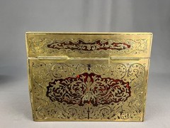 Antique Edwardian Boulle Stationery Box Asprey London Brass Scrollwork c. 1900