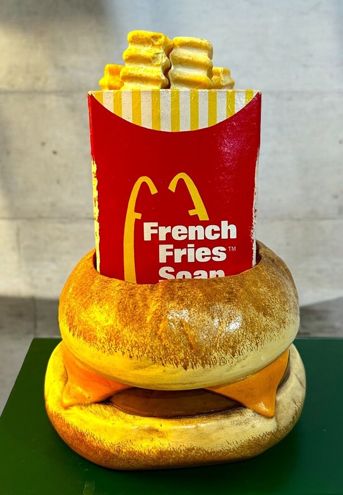 Vtg 1978 French Fry Soaps & Box Displayed In Ceramic Hamburger Holder Unique