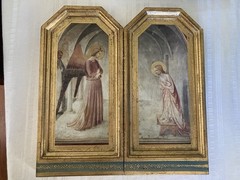 VTG Neiman Marcus Gold Leaf Folding Hinged Diptych Panels; “Annunciation”; ITALY
