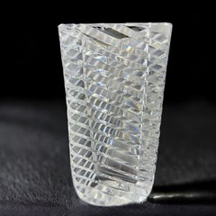 Rogaska Clear Crystal Glass Triangle Ribbed Shaped Vase Large Heavy Glass Optic