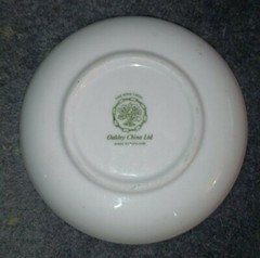 Oakley Fine Bone China England Small Trinket Pin Dish “Apples” Gold Trim 4 1/8″