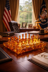 Made in USA Baltic Amber Königsberg Imperial Chess Set Handmade Genuine Gift