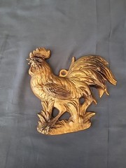 RARE Vintage Cast Aluminum Rooster Wall Plaques Country Farmhouse Chickens