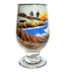 Fortaleza Brazil Vintage Sand Art in Glass Coastal Village Scene at Sunset