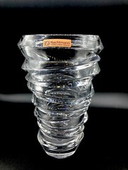 9 1/2 ” Nachtmann Clear Lead Crystal Vase Germany Looks Like A Tornado Fun