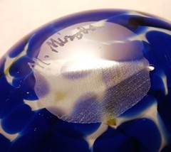 KIWI GREEN seattle studio art glass bowl vtg melissa misoda blue sculpture nut