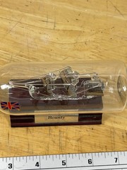 Vintage Blown Glass Ship in Bottle Bounty Made in Britain Wood Base Decor