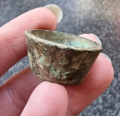 Rare Medieval / Post Medieval Cup Weight Bronze Metal Detecting Find Antique (3)
