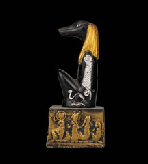 Authentic Ancient Egyptian Stone Bust God Sobek Statue Hieroglyphic Figurine BC