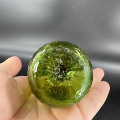 Hand Made Art Glass Green Optic Jug Miniature Pitcher Hand Blown Glass Decor VTG
