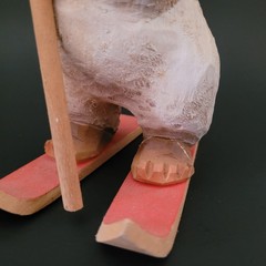 Vintage Henning Troll Standing on Skis Hand Carved in Norway 7 1/2″