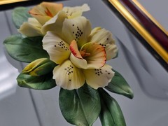 VTG Capodimonte Porcelain 3D Flowers Framed Made in Italy Signed Carlo Lowastano